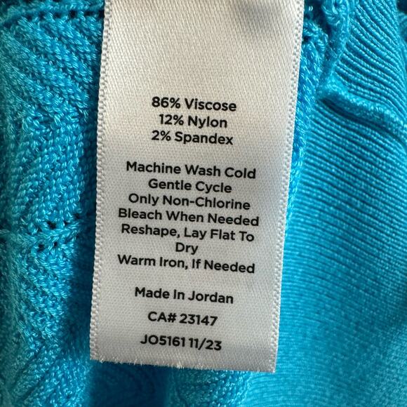 Talbots Johnny Collar Knit Polo Sweater Short Sleeve Textured Chevron Blue XL - Picture 9 of 9